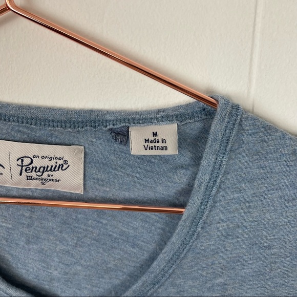 Penguin Light Blue V-Neck Short Sleeve Pocket T-Shirt - Picture 5 of 9